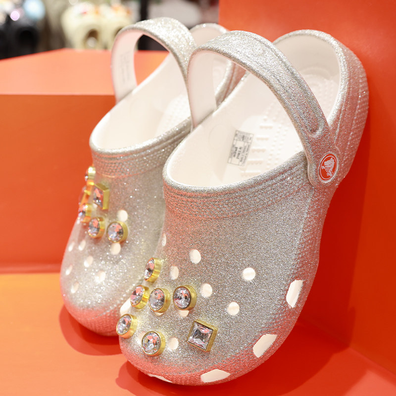 crocs洞洞鞋卡洛驰经典闪耀钻石克骆格女鞋包头沙滩凉拖鞋211392