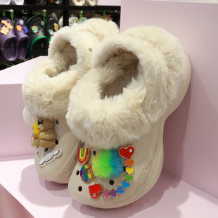 加绒保暖拖鞋 鲸鱼暖棉BAE厚底冬款 211753 卡洛驰女鞋 crocs洞洞鞋