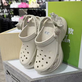 crocs女鞋卡骆驰新款小鲸鱼复古花束厚底沙滩洞洞凉拖鞋214482