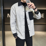 店主风2025春装新款小香风翻领衬衫男衬衣外套潮CS026-P80，男装衬衫，电商D211