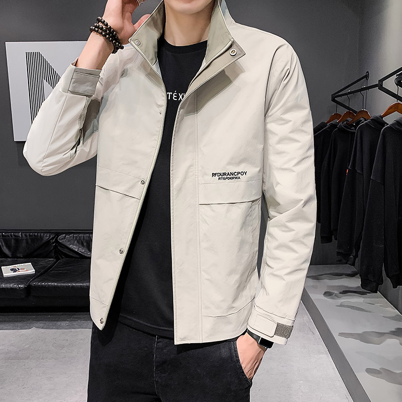 100%聚酯纤维 2021秋装新款短款立领夹克男休闲外套JK006-P70控98图片