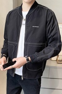 100%聚酯纤维秋装新款棒球领夹克休闲宽松外套男 JK8835-P65控98图片