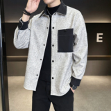店主风2025春装新款小香风翻领衬衫男衬衣外套潮CS026-P80，男装衬衫，电商D211