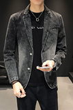 85%棉15%涤纶秋装新款牛仔小西装男单西外套西服JK053-P100控158，男装西服，电商D240-242