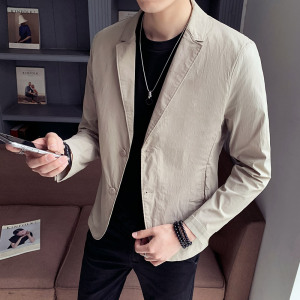 100%聚酯纤维2021秋装新款休闲小西装男秋季单西外套西服9916图片