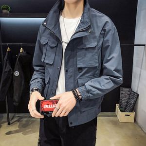 100%聚酯纤维 2021秋装立领休闲夹克男秋季大码外套 9909-P60控98图片