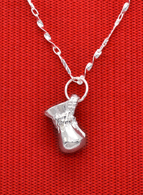 真银999纯银项链女款招财袋足银