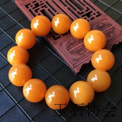 云南龙陵老料黄龙玉手链冰鸡油黄高端玉石手串黄龙玉佛珠冰种珠串