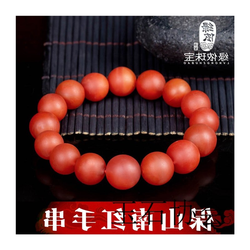 云南保山南红玛瑙手链佛珠柿子红单圈时尚复古手串男女款单珠礼物