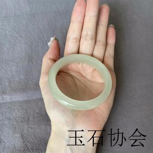 新疆和田玉手镯晴水青白玉扁条新疆天然宽版玉镯子翡翠玉石手饰品