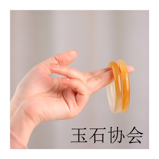 黄龙玉圆条手镯冰种玉镯子女款天然黄玉翡翠黄色黄翡金丝玉余太翠