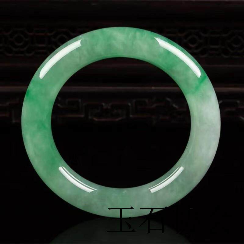 缅甸冰糯种飘阳绿冰透加粗圆条细条贵妃翡翠色圆条玉手镯送礼包邮