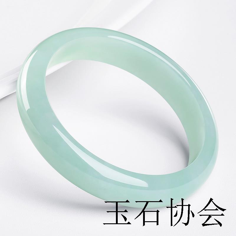 高端翡翠色手镯冰糯种正阳绿缅甸玉镯子正圈镯飘花玉手镯精品百搭