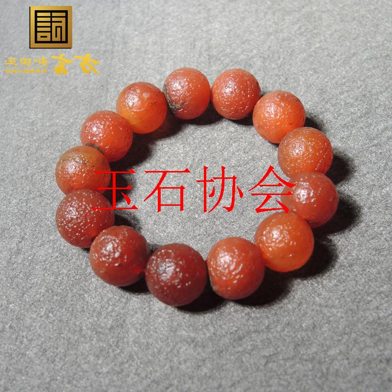 精品放巨漏南红玛瑙精美包浆岁月印迹老包浆砂砾圆珠手链女款处理