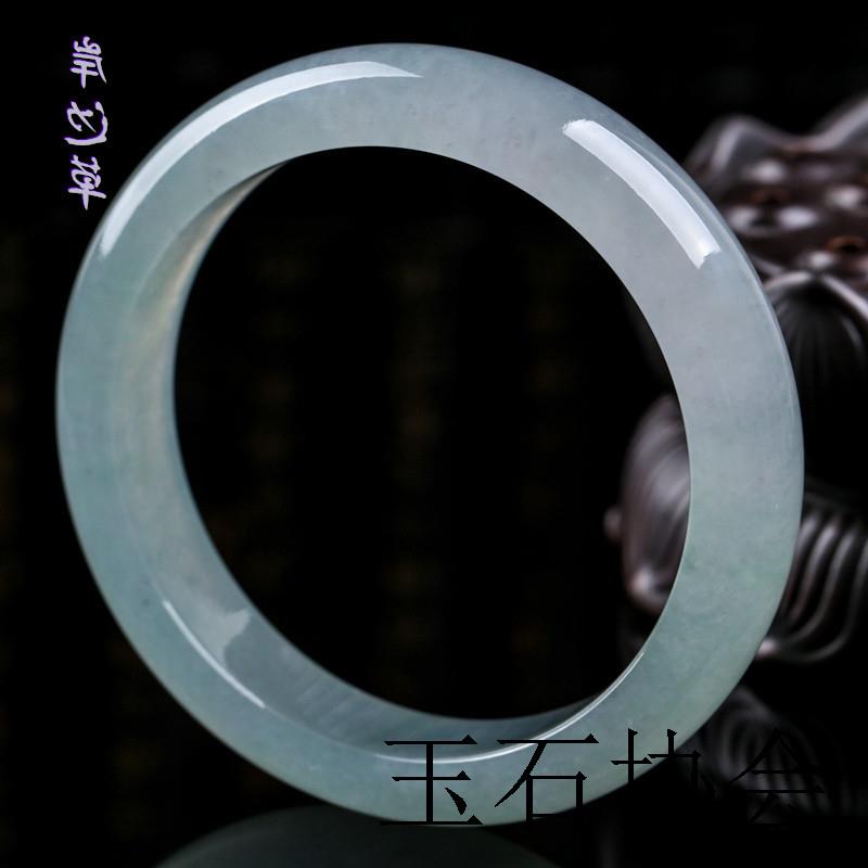 翡翠色手镯缅甸高端冰糯种透亮纯色白月光蓝水油青飘花贵妃镯送礼