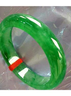 冰种帝王绿翡翠手镯苹果绿正圈贵妃玉镯子满阳绿镯飘花女款手饰品