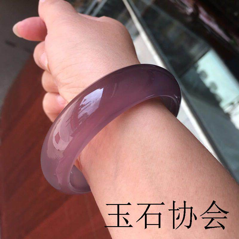 帝王紫玉髓手镯巴西紫罗兰女镯子冰透旺夫玛瑙玉镯子玉石精品手镯