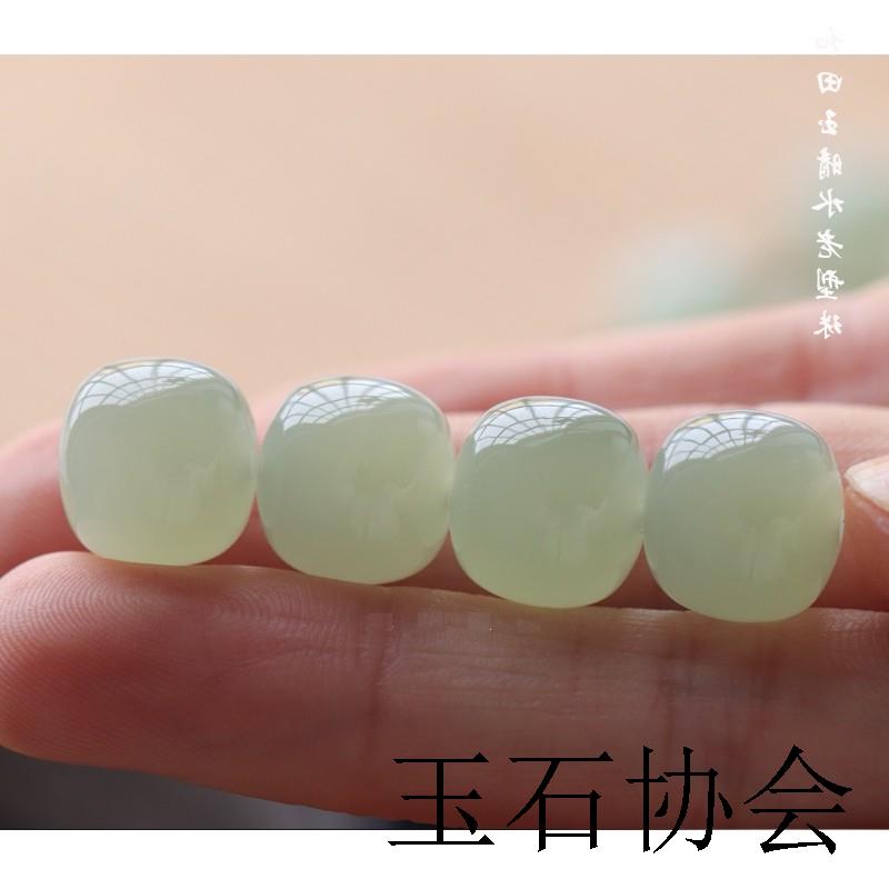 收藏级精选新疆和田玉青白老型珠散珠晴水料桶珠手串项链配珠隔珠