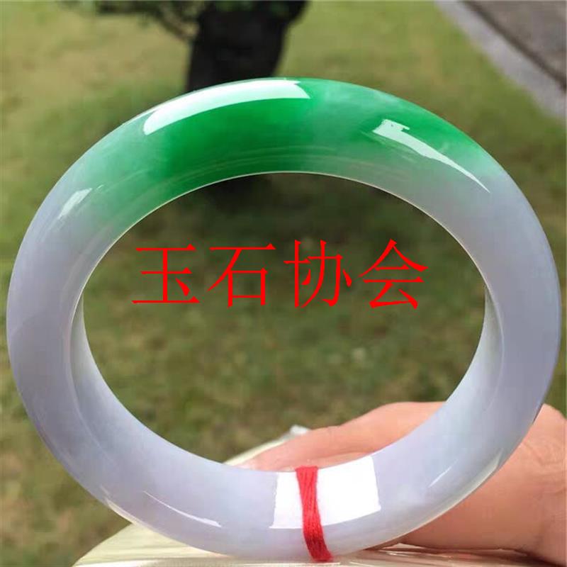 高档源头缅甸翡翠色冰糯种阳绿帝王绿正圈镯子满绿飘花紫罗兰手镯