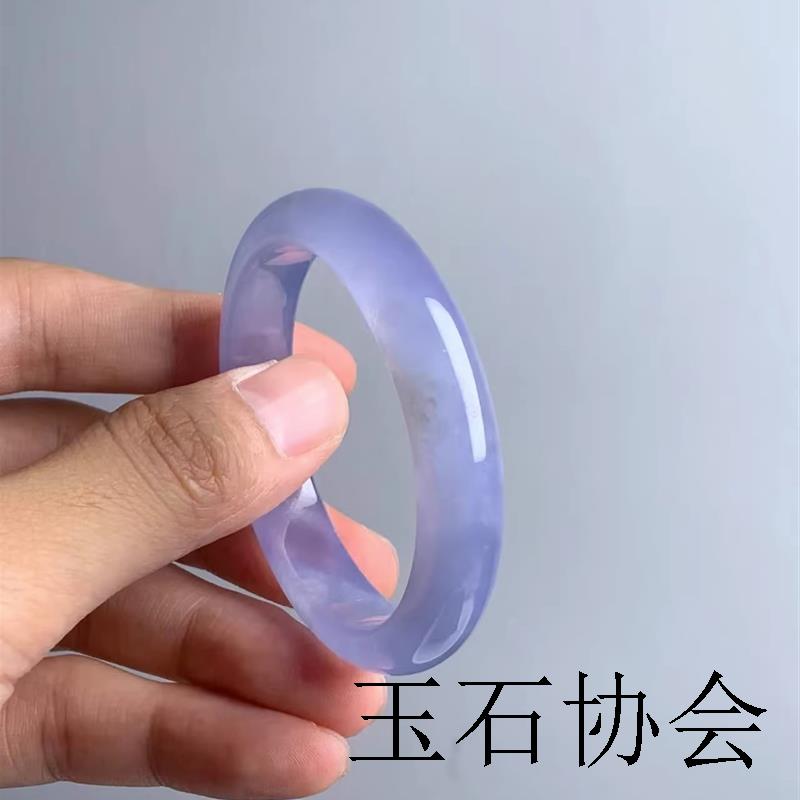 缅甸贵妃紫罗兰翡翠色手镯冰种正圈厚圆条玉镯子吊坠通透女款气质