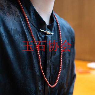 新中式川料高端南红玛瑙项链素圈手串满色满肉火焰红毛衣链小米珠