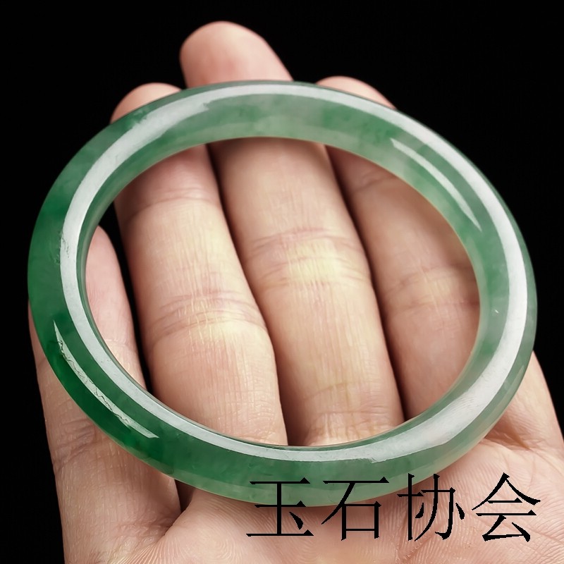 翡翠玉石细圆条贵妃手镯飘花浅绿阳绿冰种女款玉镯子叮当镯手饰品