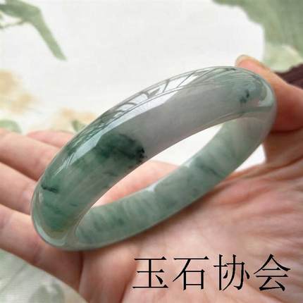 缅甸翡翠色手镯糯种飘兰花玉镯子冰种飘花贵妃镯满绿玉手镯女送礼