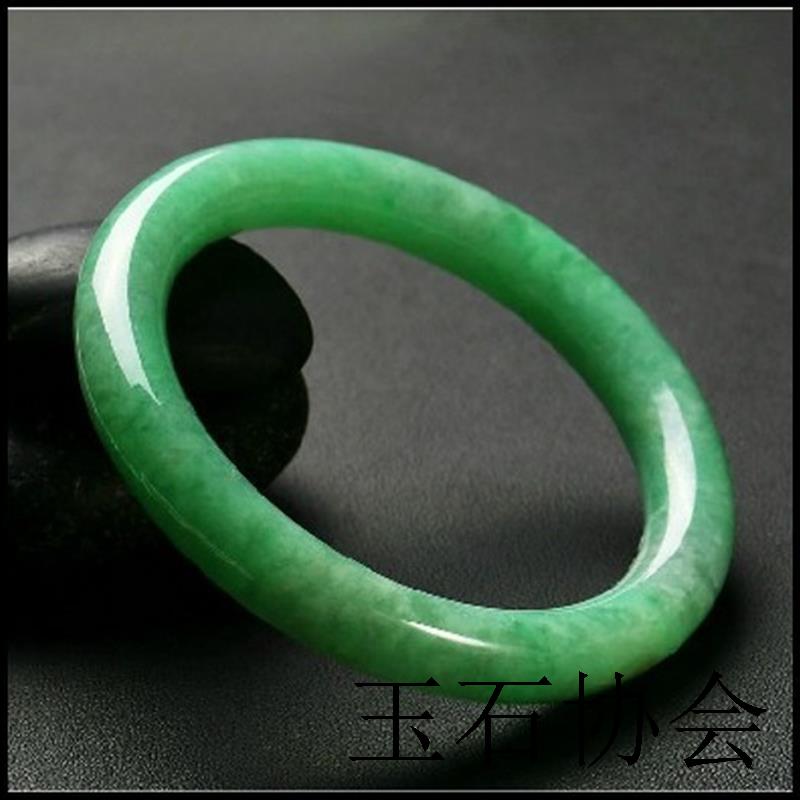 缅甸特产冰糯种圆条阳绿飘花翡翠色手镯女高档玉器满绿处理玉镯子