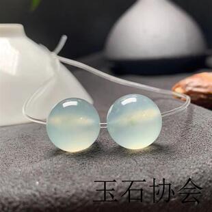 冰种翡翠色散珠子缅甸玻璃种手链单颗冰透圆珠玉石耳坠项链配珠串