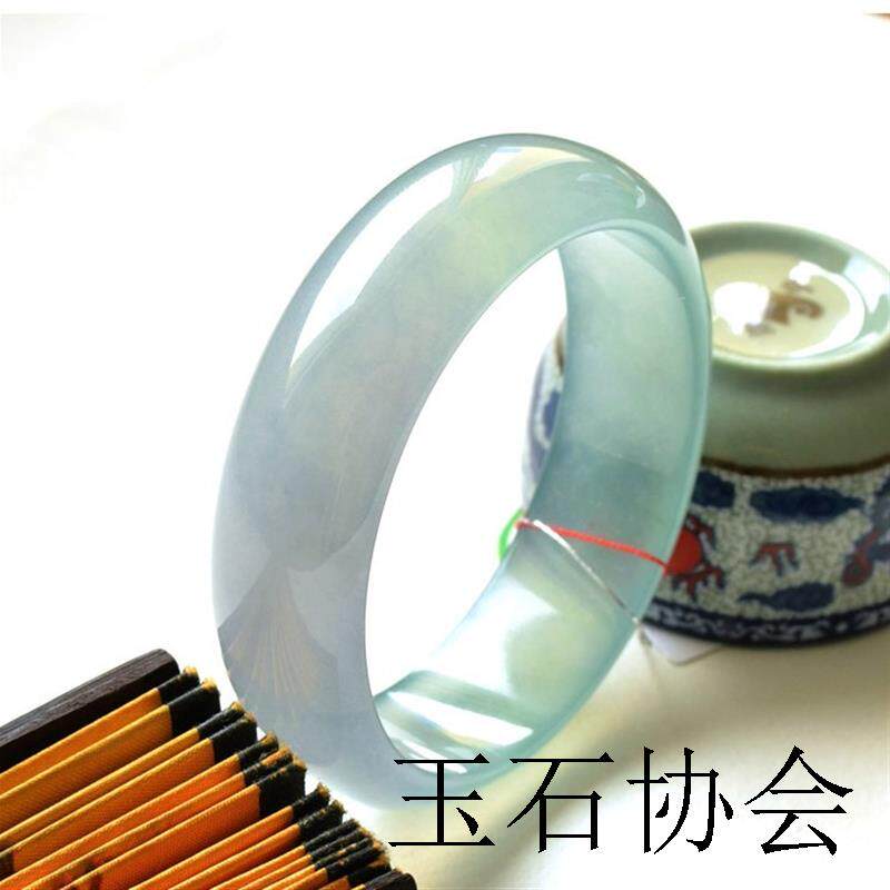 缅甸玉石翡翠色手镯冰种紫罗兰飘蓝色的花玉镯女款翡翠送女友闺蜜