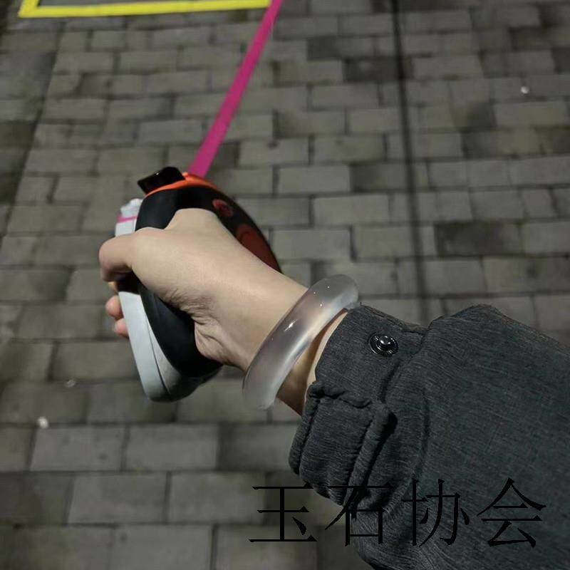 玻璃种马料玉髓手镯女纯天然白冰玉镯子紫罗兰原色巴西冰飘高品质