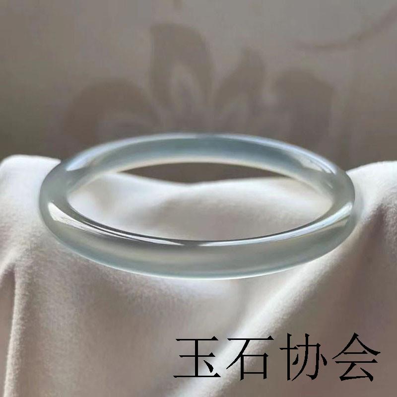 高端蓝玛瑙冰种细圆条库里蓝转运美人镯精品百搭气质款送女友闺蜜