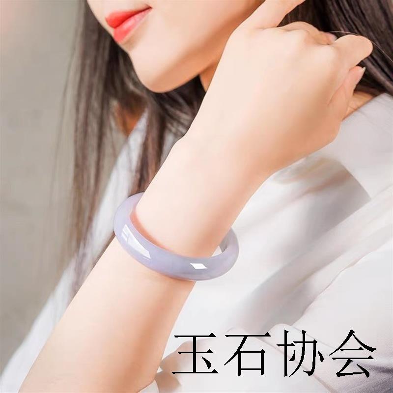 缅甸翡翠色手镯春彩紫罗兰飘阳绿冰糯种玉手镯正圈翡翠色玉镯送礼