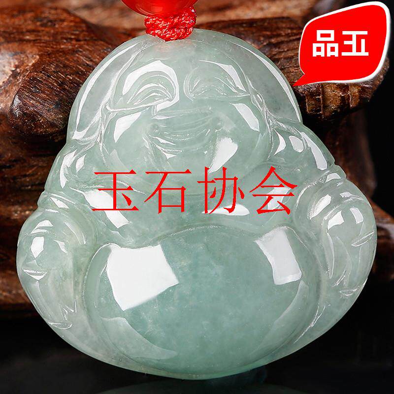 翡翠色佛公吊坠弥勒大肚笑佛挂件毛衣项链笑佛玉坠吊坠百搭挂饰品