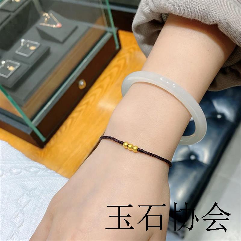 和田玉叮当镯冰种青白玉手镯圆条细款晴水镯子正品青海料珠宝玉石