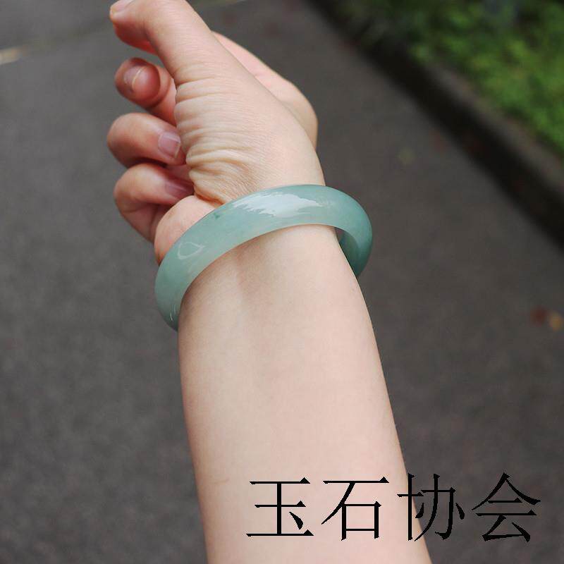 缅甸玉石翡翠色手镯老坑冰种飘花玉镯子女款阳绿贵妃叮当镯子证书