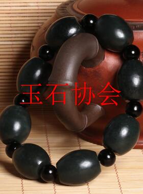 和田玉特惠精品特色青海料青玉圆筒桶珠手串男士款手链饰品处理