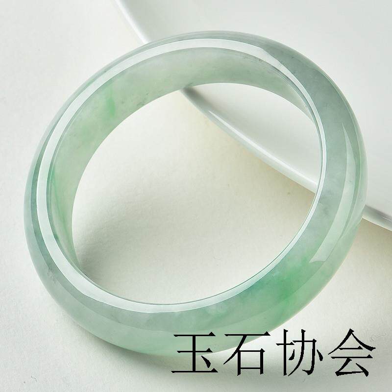 缅甸冰种翡翠色手镯飘花阳绿玉镯子玻璃种正圈贵妃女款玉石手镯