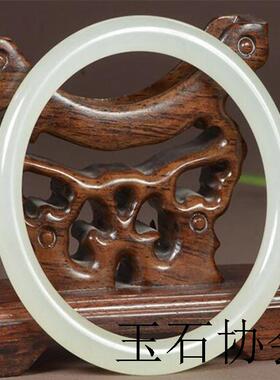 高端新疆和田玉羊脂白玉手镯玉镯子复古圆条手镯少女细条手镯时尚