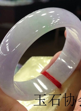 缅甸玉石翡翠手镯女款冰糯种缅甸玉手镯紫罗兰淡绿春彩玉手镯送礼