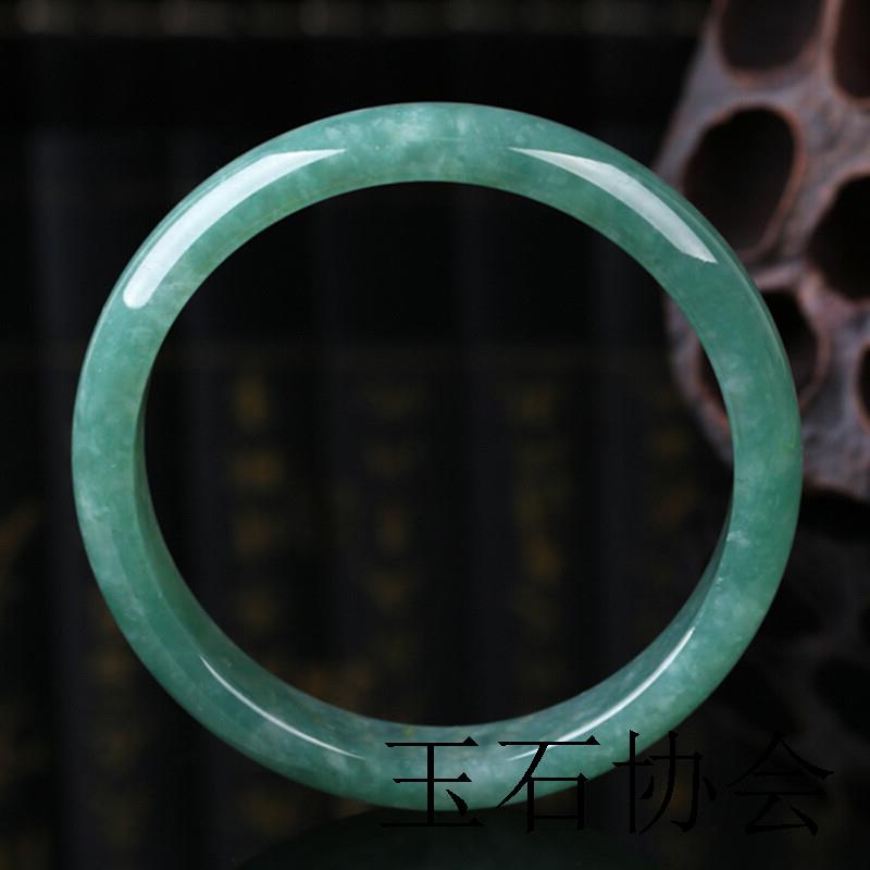 缅甸玉翡翠色手镯老坑冰糯油青飘花玉手镯子珠宝女款手饰品带证书