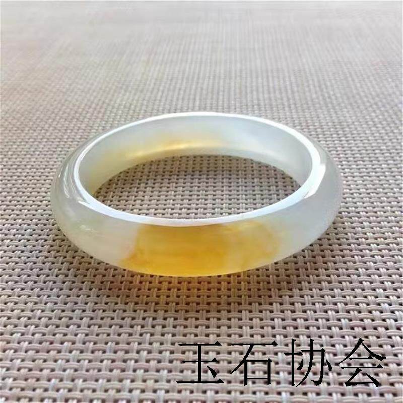 缅甸黄翡冰种翡翠色手镯老坑正圈圆条飘花贵妃镯子少女款手镯精品