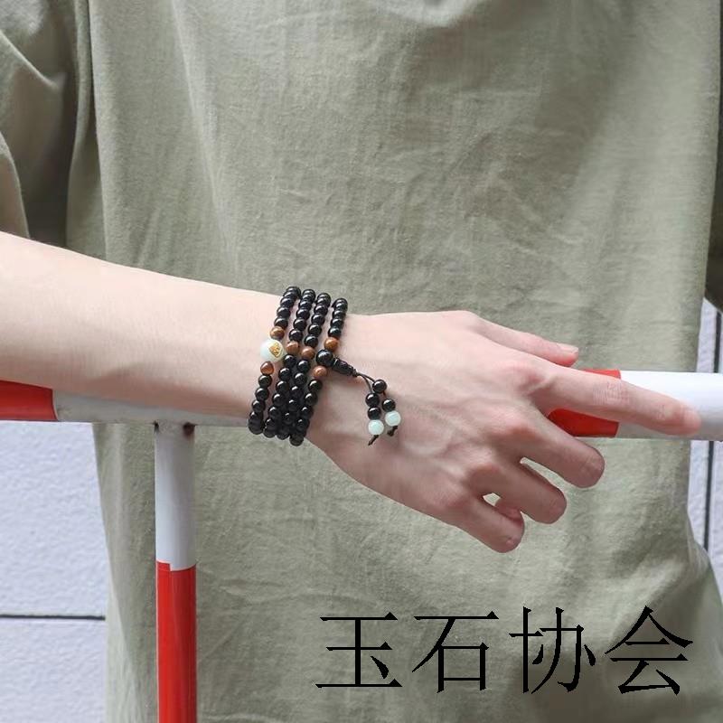 高端黑曜石手链精选款高级感十二生肖情侣款夜光手串转运佛珠包邮