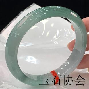 危地马拉冰种油青飘花翡翠色手镯正圈贵妃玉镯子时尚百搭款送礼物