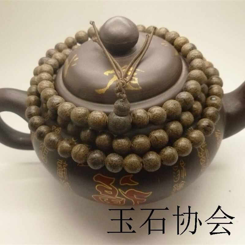 沉香楠木珠链越南手工打磨108颗佛珠男女款圆珠多圈手链虎皮念珠