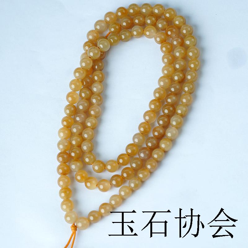 高端且末糖和田玉项链女款玉石圆珠多颗吊坠链子玉珠子配饰高级感