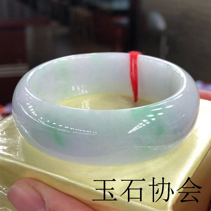 缅甸高端翡翠手镯女款冰糯种缅甸玉手镯紫罗兰淡绿春彩玉石手镯
