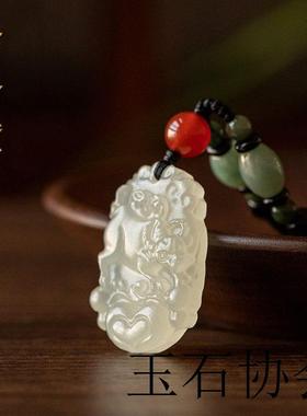 白玉挂件十二生肖项链男女款百搭和田玉佩玉坠本命年毛衣链吊坠子
