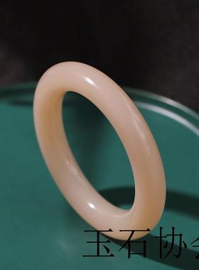 新疆和田玉色手镯新疆青海料藕粉手镯胖圆条轮胎镯彩玉镯子百搭款