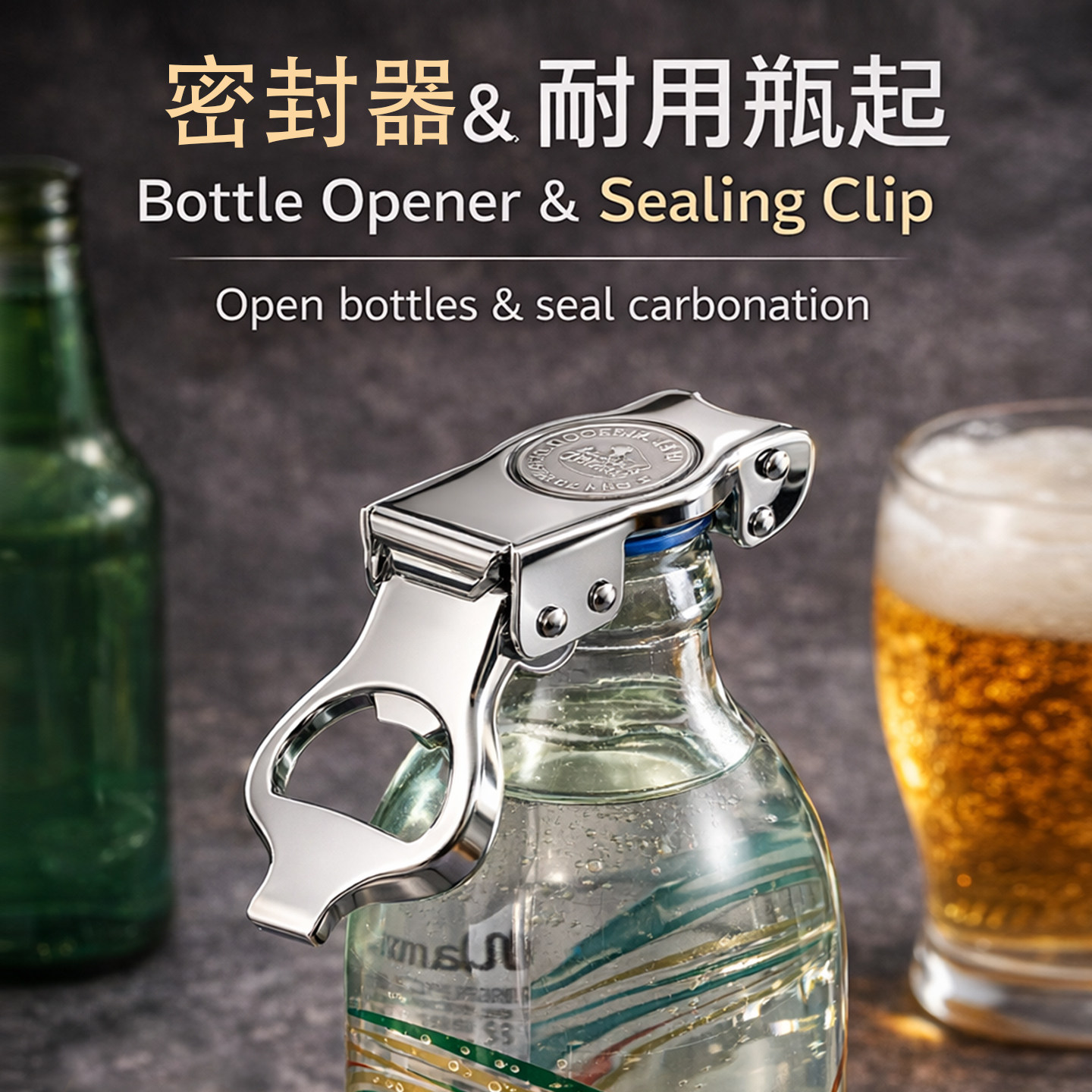 酒吧灵魂日本进口不锈钢开瓶器调酒师苏打水碳酸饮料原材料保存器